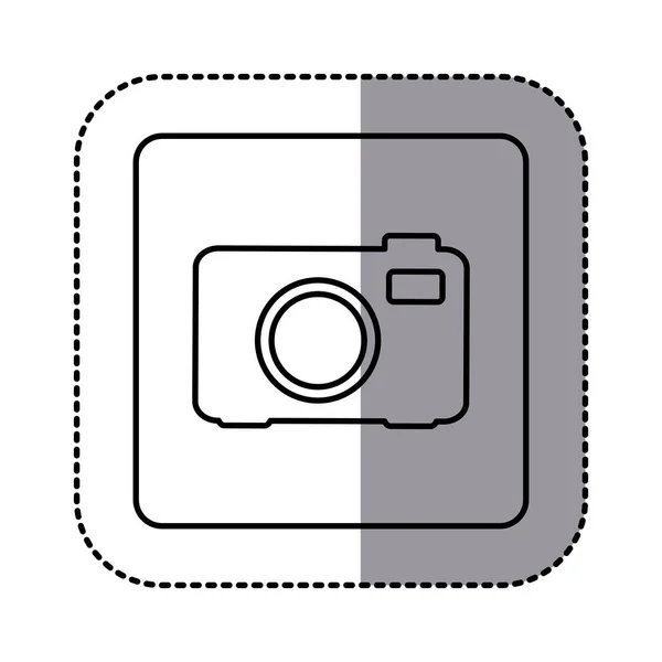 Icona della fotocamera emblema bianco — Vettoriale Stock