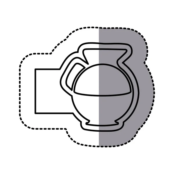 Contour emblem sticker water pitcher icon — Stock Vector