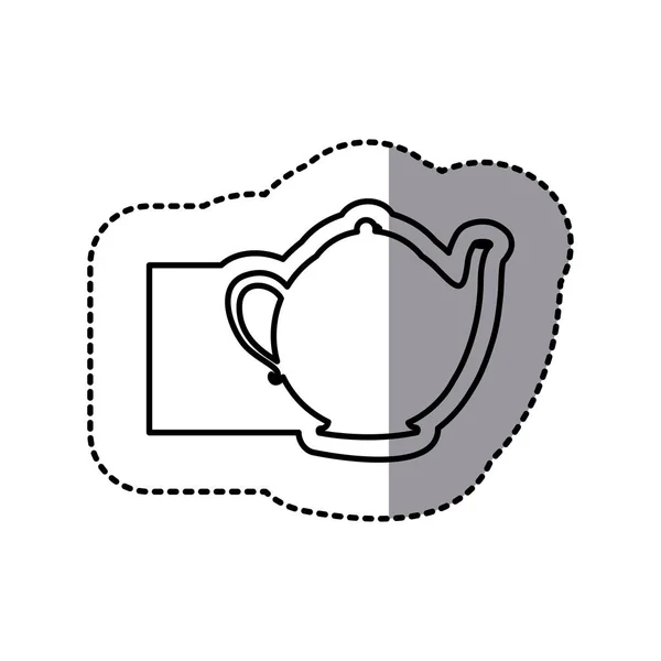 Icône de théière emblème blanc — Image vectorielle