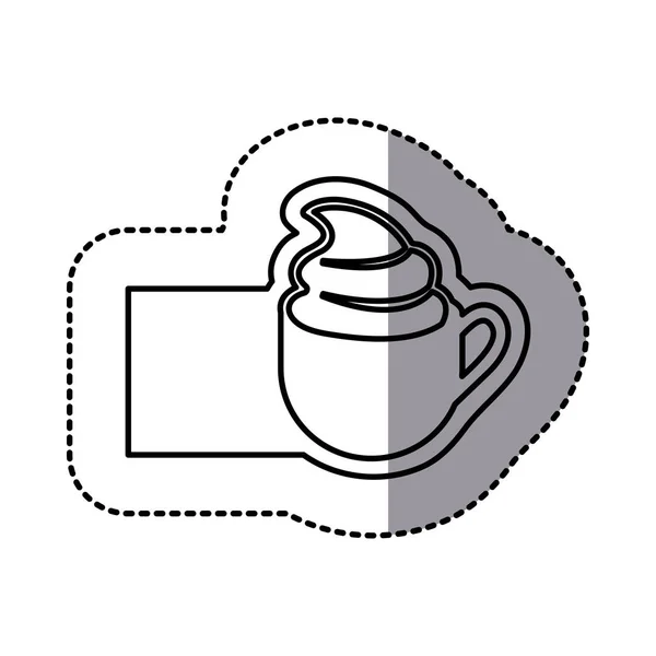 Tasse emblème blanc café avec icône crème — Image vectorielle