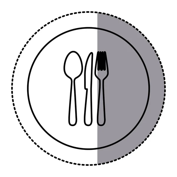 Silhouette emblem metal cutlery icon — Stock Vector