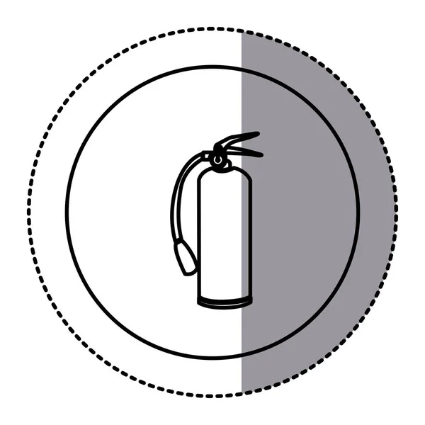 Silhouette emblem sticker extinguisher icon — Stock Vector