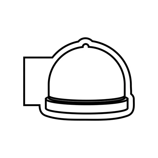 Emblema de contorno monocromático com alimento ícone cloche — Vetor de Stock