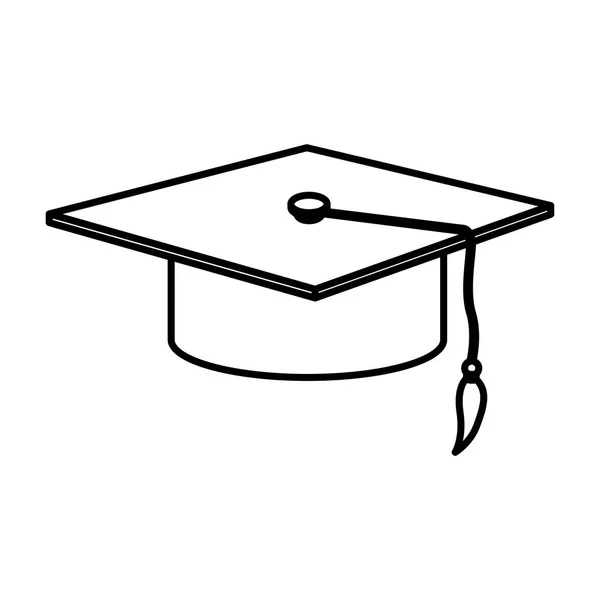 单色轮廓与毕业帽 — 图库矢量图片