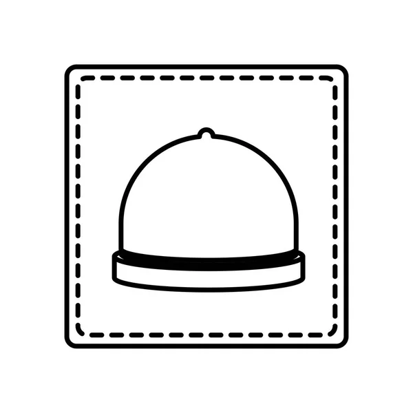 Contorno monocromo línea cuadrada y punteada con cloche — Vector de stock