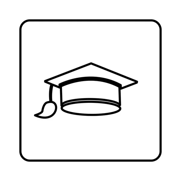 Contorno monocromo cuadrado con sombrero de graduación — Vector de stock