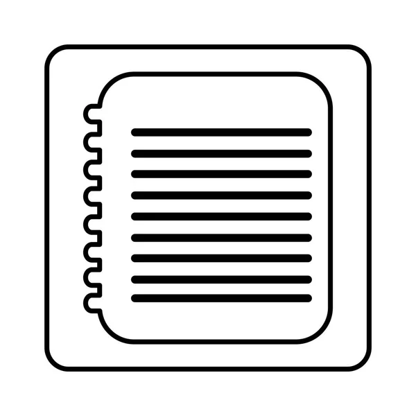 Quadrado de contorno monocromático com caderno em espiral — Vetor de Stock