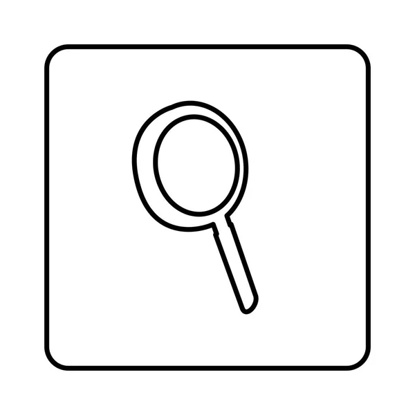 Μονόχρωμη περίγραμμα τετράγωνο με εικονίδιο μεγεθυντικού φακού — Διανυσματικό Αρχείο