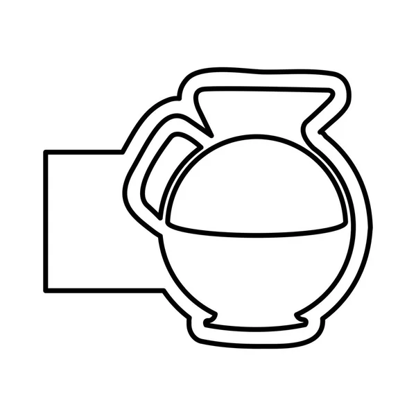 Монохромный контур со стеклянной банкой кофе и баннером — стоковый вектор