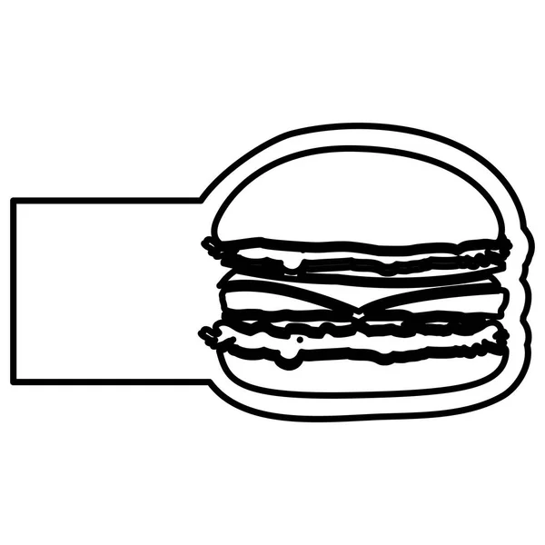 Contour monochrome avec hamburger et bannière — Image vectorielle