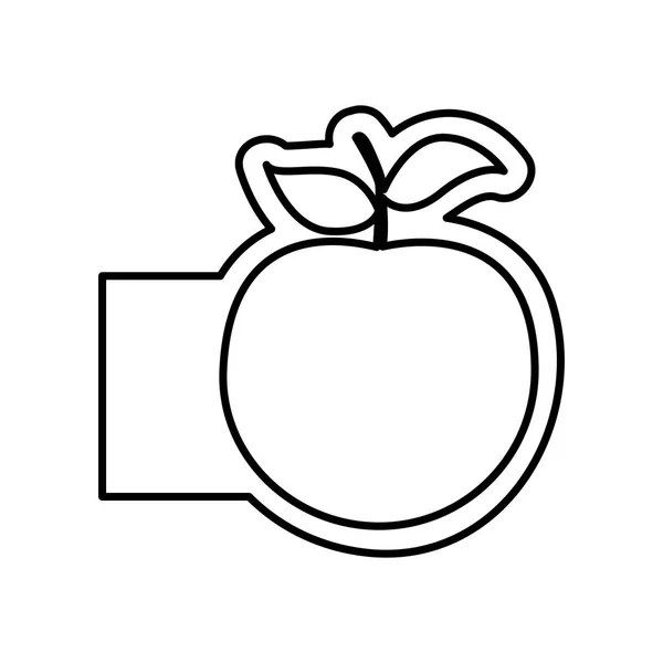 Contorno monocromo con fruta de manzana y banner — Archivo Imágenes Vectoriales