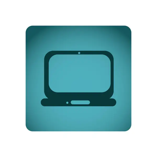Blauwe embleem laptop pictogram — Stockvector