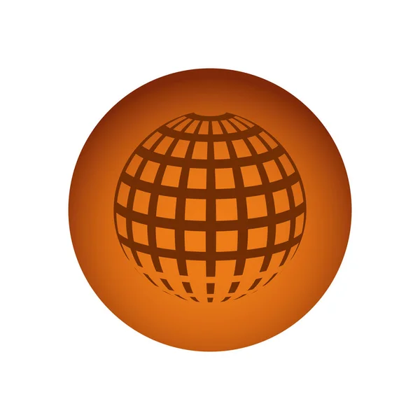 Ícone planeta global emblema laranja —  Vetores de Stock