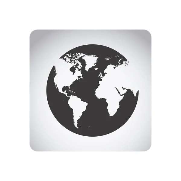 Emblema gris planeta tierra icono — Archivo Imágenes Vectoriales