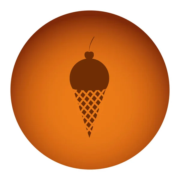 Orange emblem ice cream icon — Stock Vector