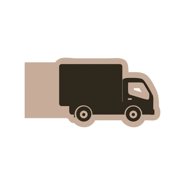 Silhouette emblem delivery car icon — Stock Vector