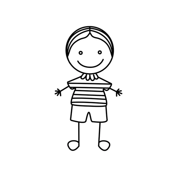 Siluet tangan menggambar ikon anak laki-laki lucu - Stok Vektor