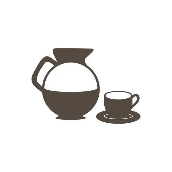 Set silhouette barattolo di vetro di caffè con piatto e icona tazza — Vettoriale Stock