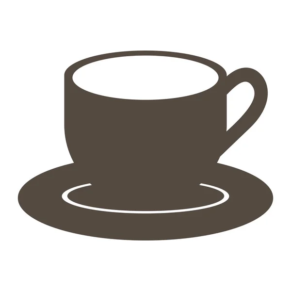 Silhouet schotel porselein met cup pictogram — Stockvector