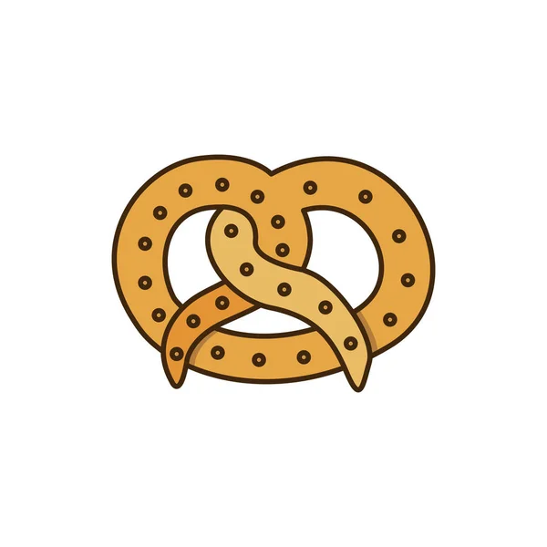 Silueta colorida pretzel producto horneado icono de alimentos — Archivo Imágenes Vectoriales