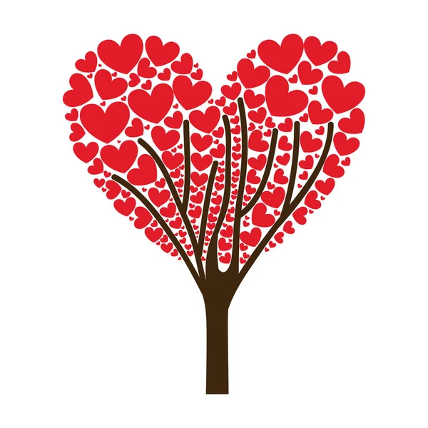 Tree ramifications with hearts leaves — Stock Vector