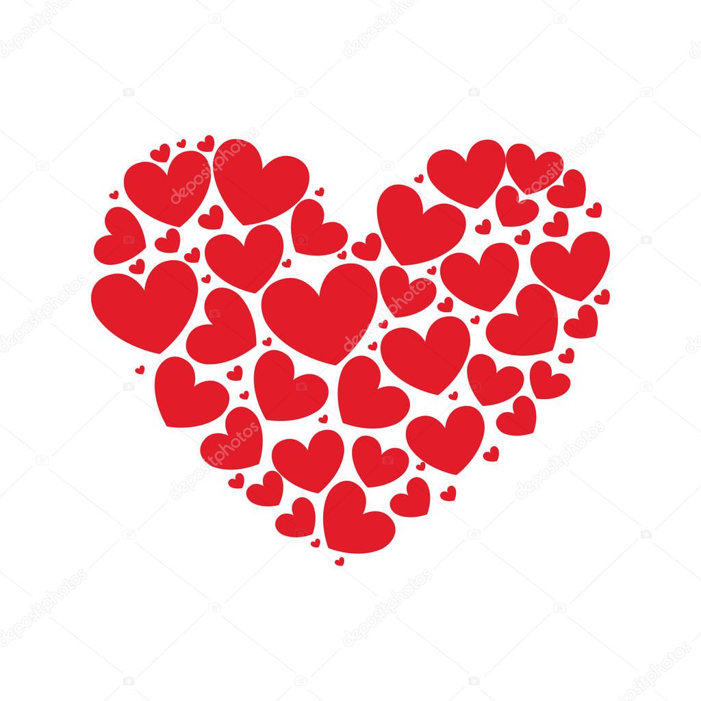silhouette pattern red heart design icon