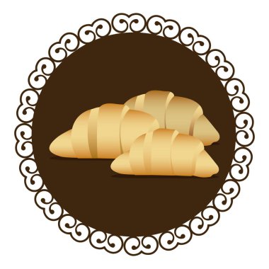 gerçekçi resim ile dekoratif çerçeve kruvasan ekmek Icon set