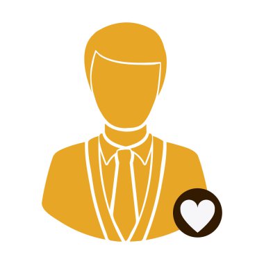 renk yarım vücut siluet adam düğmesini kalp işareti ile