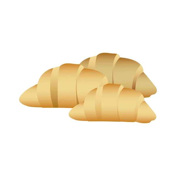 Realistisch beeld instellen croissant brood pictogram — Stockvector