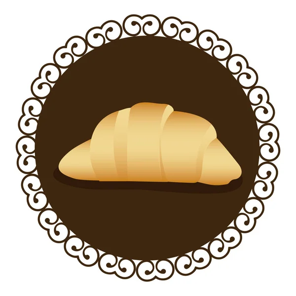 写実的な絵クロワッサン パン アイコン食べ物で装飾的なフレーム — ストックベクタ