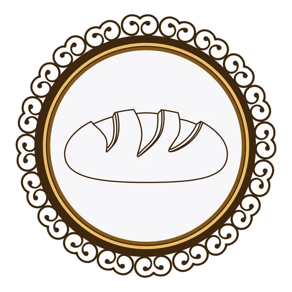 Moldura decorativa com silhueta ícone de comida de pão caseiro — Vetor de Stock