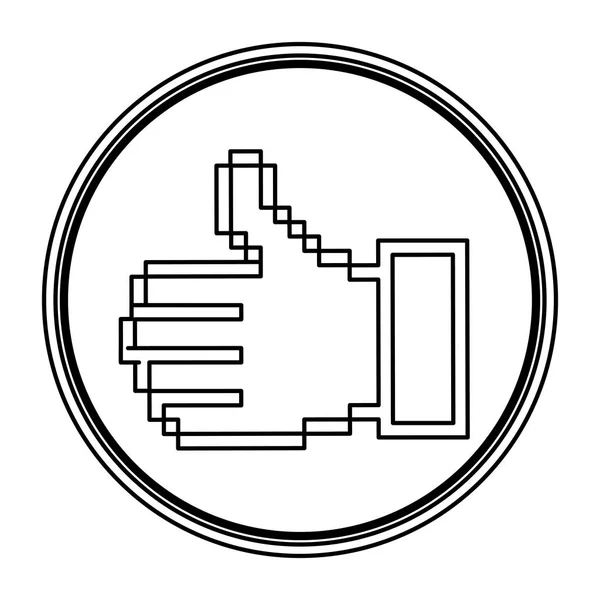轮廓的像素拇指狐假虎威圆形框架 — 图库矢量图片