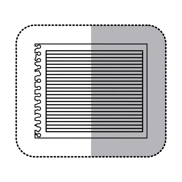 Pegatina monocromática de la hoja de cuaderno rayado en blanco — Vector de stock