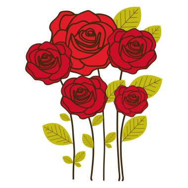 buket gül çiçek ile renkli siluet