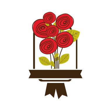 renkli dekoratif kurdele ile gül buket