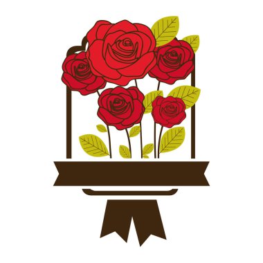 renkli dekoratif buket kurdele ile gül ve yakın çekim