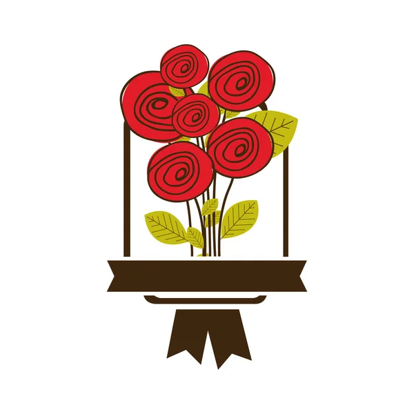 Színes dekoratív csokor Rózsa szalaggal — Stock Vector