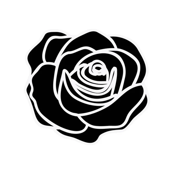 Silueta negra con flor de rosa — Vector de stock