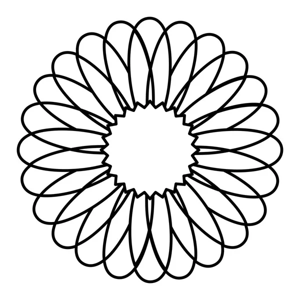 Monochroom circulaire lijnen zelftappende bloem — Stockvector
