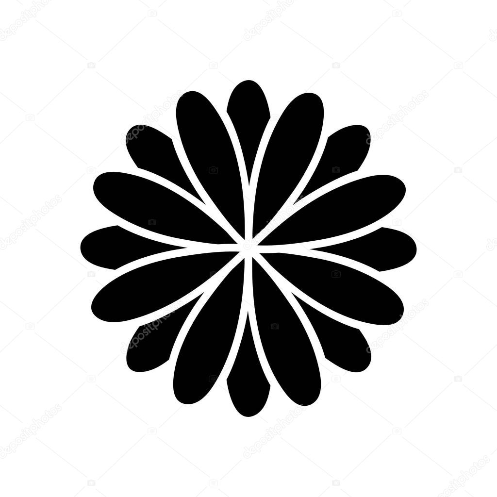 flor silueta negra formada por el conjunto de pétalos — Vector de stock