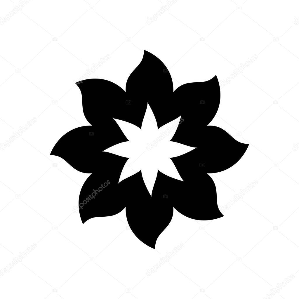silueta negra con flor de ocho pétalos — Vector de stock © grgroupstock