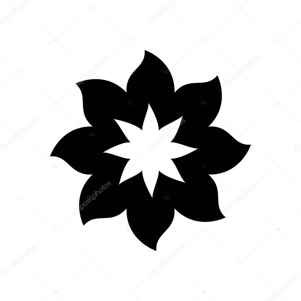 silueta negra con flor de ocho pétalos — Vector de stock © grgroupstock