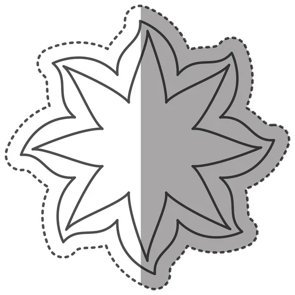 Naklejka monochromatyczne kontur kwiat w kształcie gwiazdy — Wektor stockowy