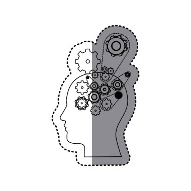 etiket siluet profil set Dişli çark kutsal kişilerin resmi ile insan