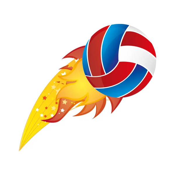 Flamme olympique colorée avec balle de volley-ball — Image vectorielle