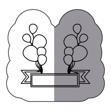 etiket siluet balonlar parti dekoratif kurdele ile