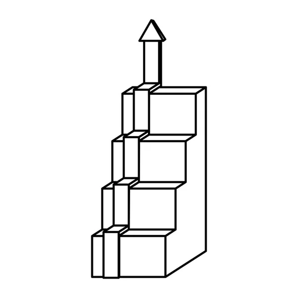 Cubos de diagrama silhueta com seta para cima — Vetor de Stock