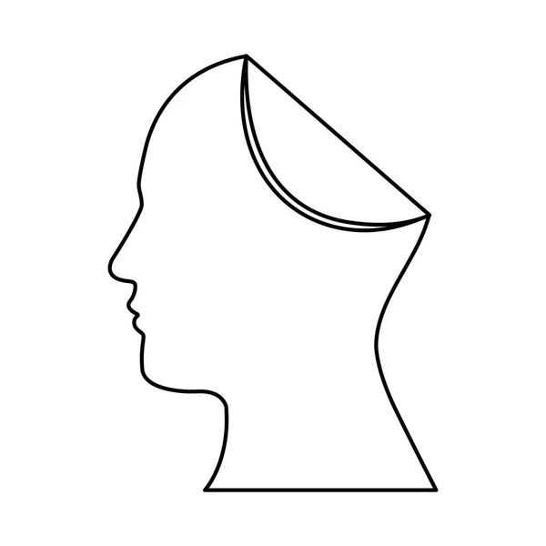 Esboço silhueta cabeça humana com ícone de dobra —  Vetores de Stock