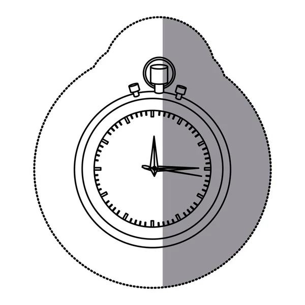 Sticker silhouette stopwatch graphic icon flat — Stock Vector