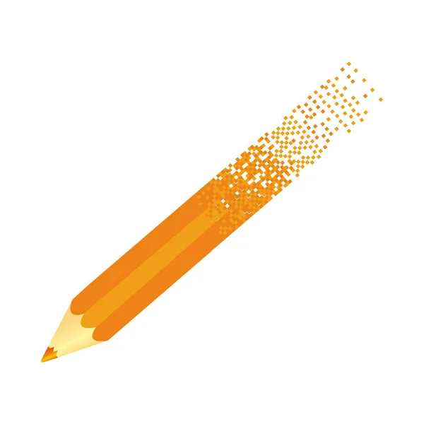 Kolor ołówka sylwetka i koniec części piksele — Wektor stockowy